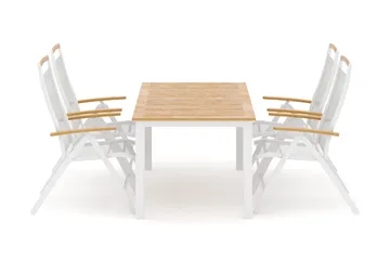 Las Vegas utomhus matgrupp förlängningsbart 152-210x90 cm med 4 Las Vegas positionsstolar - Vit - Products - Utemöbler & utemiljö - Utegrupp - Matgrupp utomhus