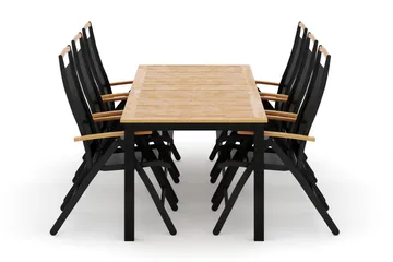 Las Vegas utomhus matgrupp förlängningsbart 220x280x100 cm med 6 Las Vegas positionsstolar - Svart - Products - Utemöbler & utemiljö - Utegrupp - Matgrupp utomhus