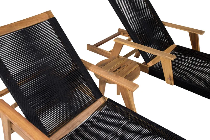 Little John Solsäng med Chania Bord Brun/Svart - Brun/Svart - Products - Utemöbler & utemiljö - Utegrupp - Cafegrupp & cafeset