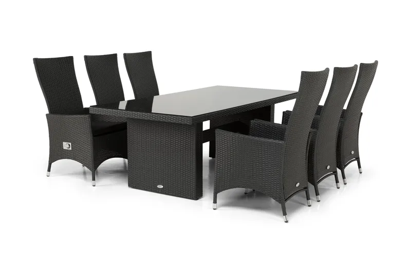 Majestic Matgrupp Utomhus 210 + 6 Jenny Ställbar Fåtölj - Svart - Products - Utemöbler & utemiljö - Utegrupp - Matgrupp utomhus