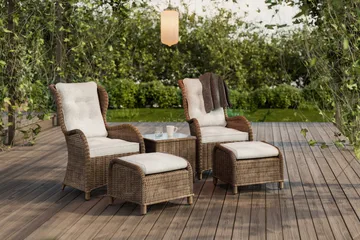 Marcus Öronlappsfåtölj med Fotpall m Dyna 2-pack - Natur - Products - Utemöbler & utemiljö - Utegrupp - Cafegrupp & cafeset