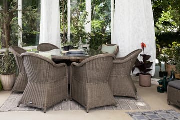 Marcus Matgrupp 140 Rund + 6 Light Fåtöljer m Dyna - Grå - Products - Utemöbler & utemiljö - Utegrupp - Matgrupp utomhus