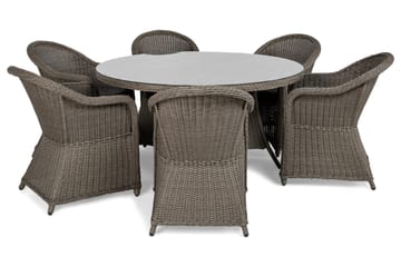 Marcus Matgrupp 140 Rund + 6 Light Fåtöljer m Dyna - Grå - Products - Utemöbler & utemiljö - Utegrupp - Matgrupp utomhus