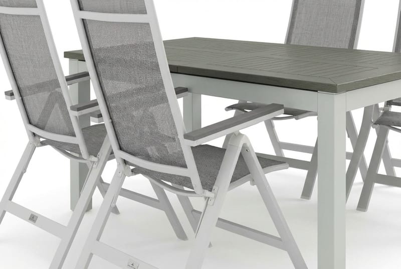 Monaco utomhus matgrupp förlängningsbart 150-250x90 med 4 Monaco Light positionsstolar - Vit/Grå - Products - Utemöbler & utemiljö - Utegrupp - Matgrupp utomhus