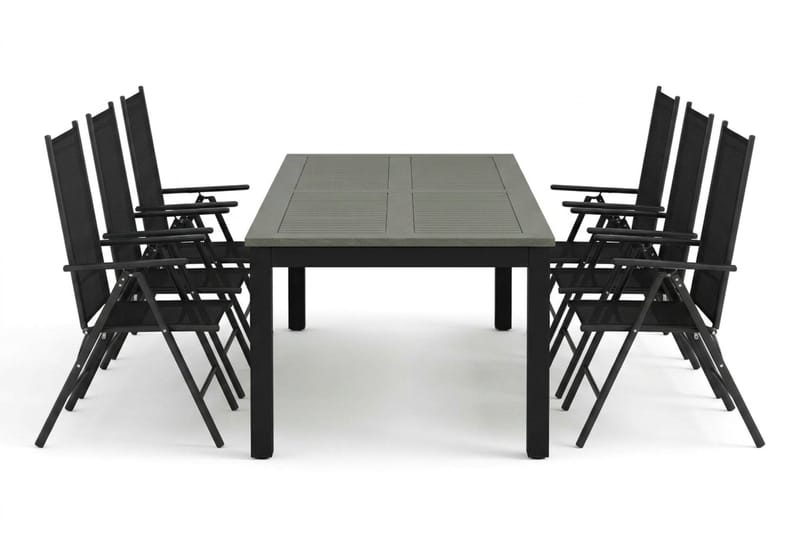 Monaco utomhus matgrupp förlängningsbart 210/310x90 med 6 Maggie positionsstolar - Svart/Grå - Products - Utemöbler & utemiljö - Utegrupp - Matgrupp utomhus