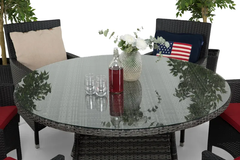 Thor Matgrupp Ø140 + 6 Thor Fåtölj - Grå/Svart - Products - Utemöbler & utemiljö - Utegrupp - Matgrupp utomhus