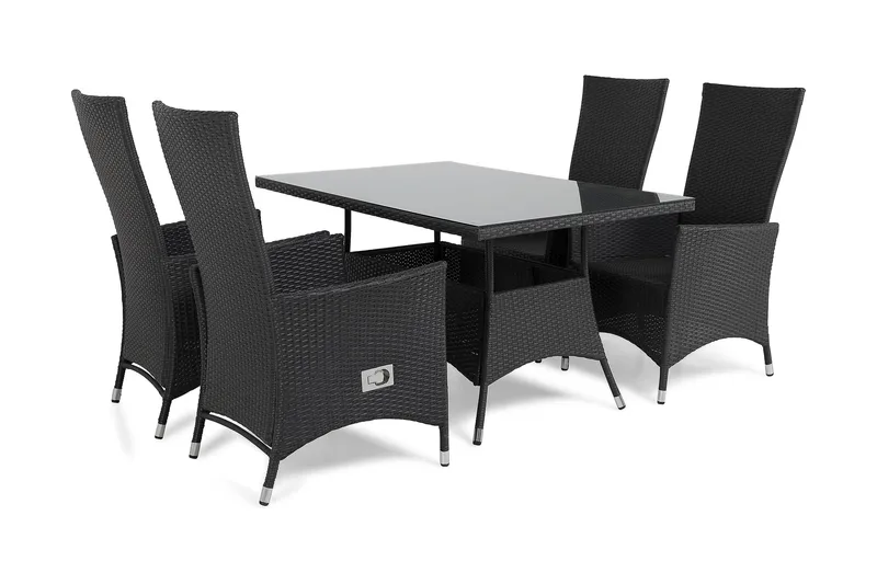 Thor Matgrupp Utomhus 140 + 4 Jenny Ställbar Fåtölj - Svart/Svart - Products - Utemöbler & utemiljö - Utegrupp - Matgrupp utomhus