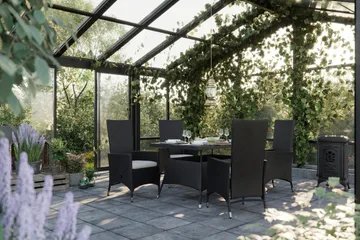 Thor Matgrupp Utomhus 140x90 + 4 Jenny Fåtölj Ställbar m Dyna - Svart/Grön - Products - Utemöbler & utemiljö - Utegrupp - Matgrupp utomhus