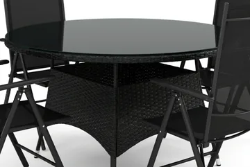 Thor utomhus rund matgrupp 140 cm med 4 Maggie positionsstolar - Svart - Products - Utemöbler & utemiljö - Utegrupp - Matgrupp utomhus