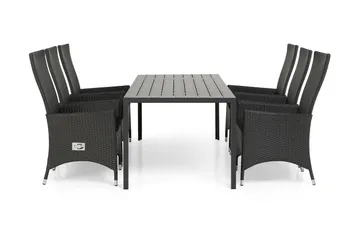 Tunis Matgrupp Utomhus 205 + 6 Jenny Ställbar Fåtölj - Svart - Products - Utemöbler & utemiljö - Utegrupp - Matgrupp utomhus