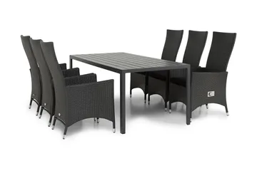 Tunis Matgrupp Utomhus 205 + 6 Jenny Ställbar Fåtölj - Svart - Products - Utemöbler & utemiljö - Utegrupp - Matgrupp utomhus