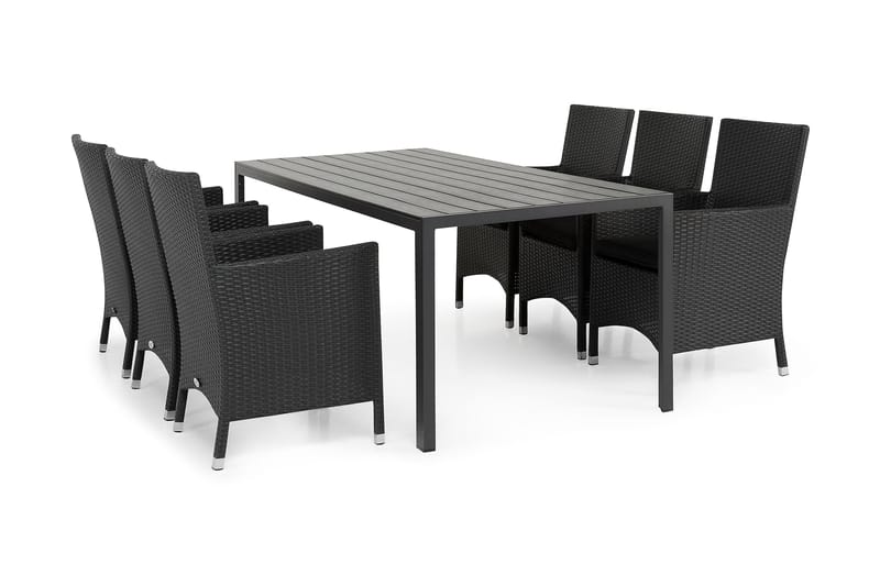 Tunis Matgrupp Utomhus 205 + 6 Thor Fåtölj - Svart/Svart - Products - Utemöbler & utemiljö - Utegrupp - Matgrupp utomhus