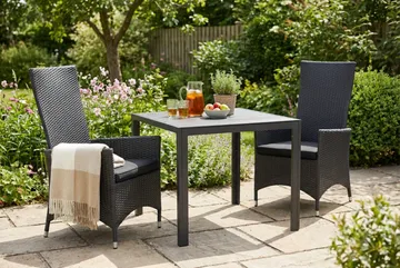 Tunis Matgrupp Utomhus 90 + 2 Jenny Ställbar Fåtölj m Dyna - Svart/Svart/Svart - Products - Utemöbler & utemiljö - Utegrupp - Matgrupp utomhus