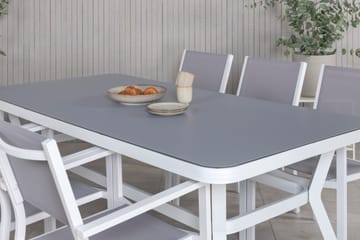 Virya Matgrupp Utomhus 200cm + 6 Copacabana Stapelbara Matstolar Utomhus Vit - Venture Home - Products - Utemöbler & utemiljö - Utegrupp - Matgrupp utomhus