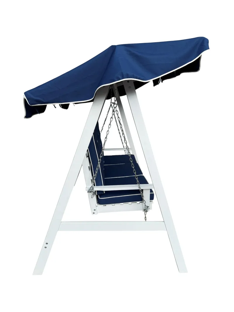 Landet Hammock Gungsoffa med tak i akacia trä inklusive dynor 195x125x159 - Blå / Vit - Products - Utemöbler & utemiljö - Utesoffa - Hammock