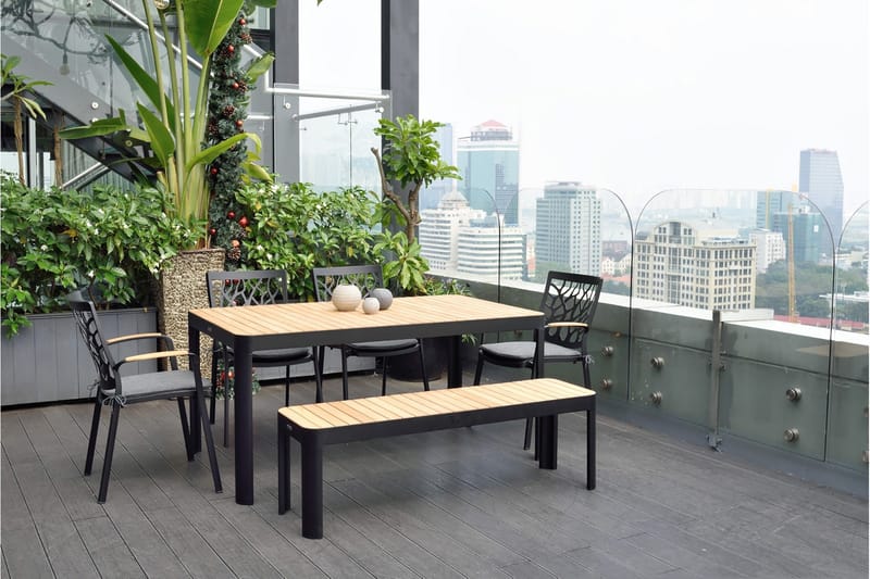 Portals Utebänk 143 cm - Svart/Trä - Products - Utemöbler & utemiljö - Utesoffa - Trädgårdsbänk & utebänk