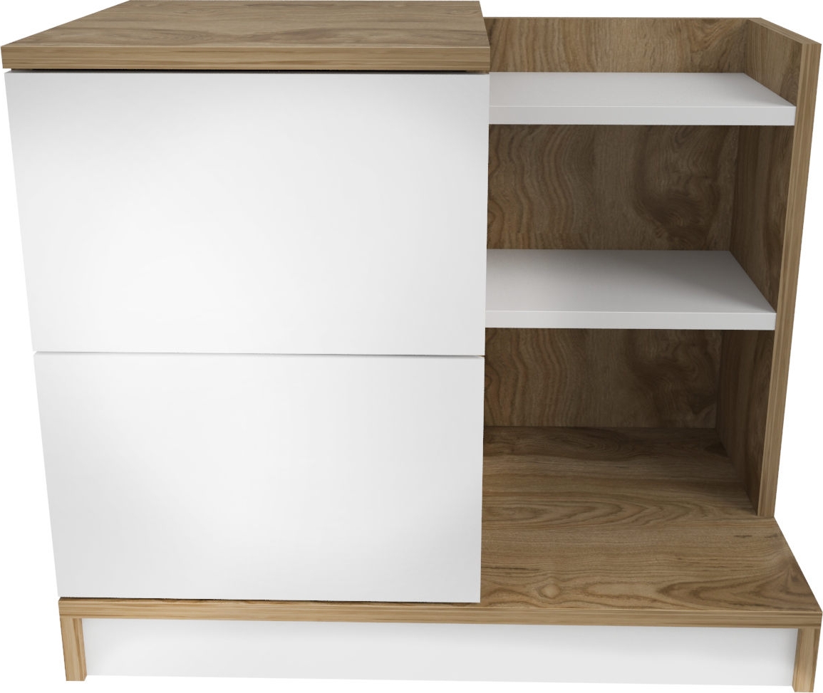 Puhtaat yöpöydät - Valkoinen/pähkinä Puhtaat yöpöydät - Valkoinen/pähkinä