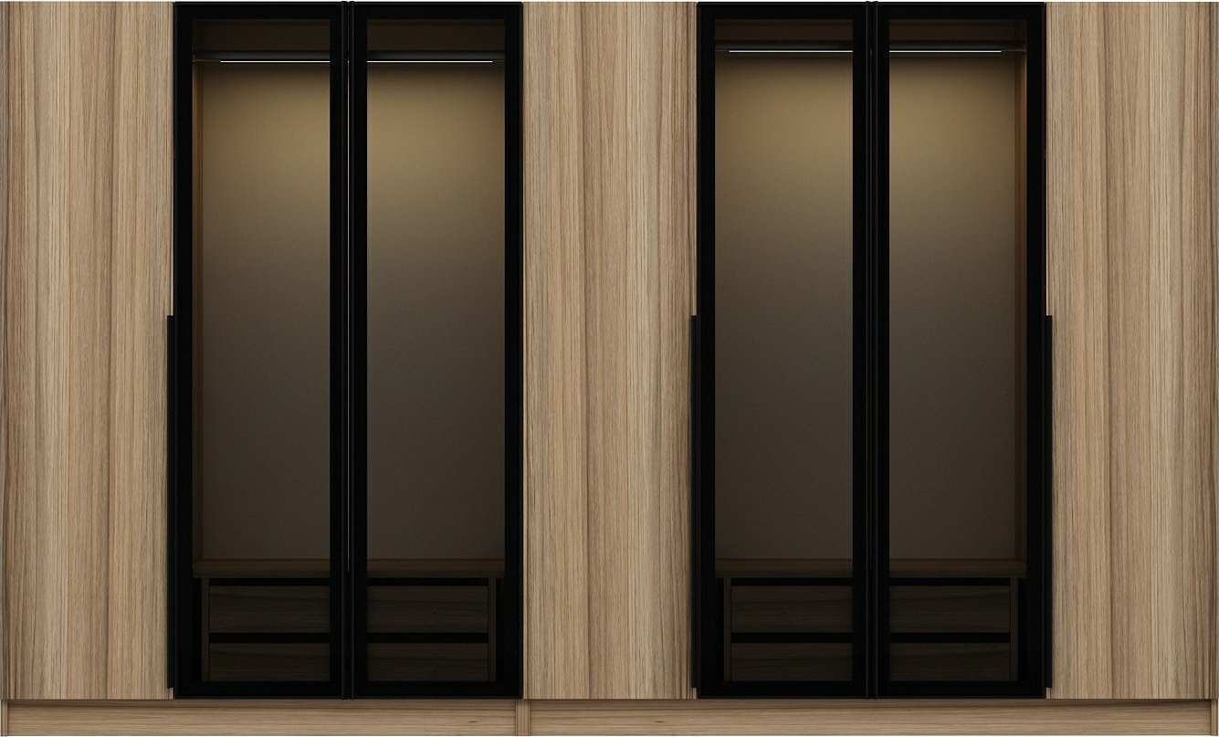 Cikani vaatekaappi peiliovilla, 315x52x210 cm - Tammi