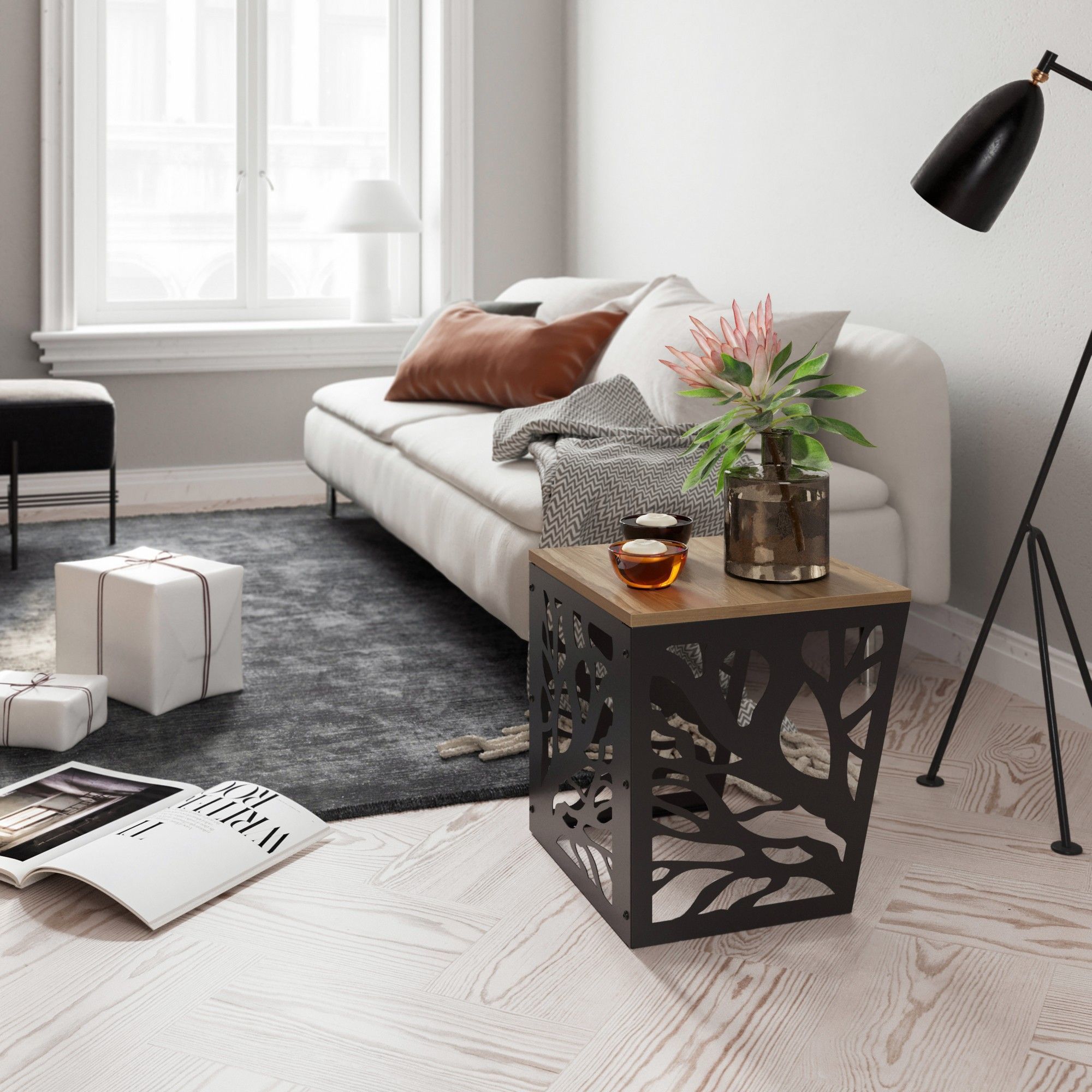 Tonga sivup�yt� 44,5 x 44,5 cm - P�hkin�/musta