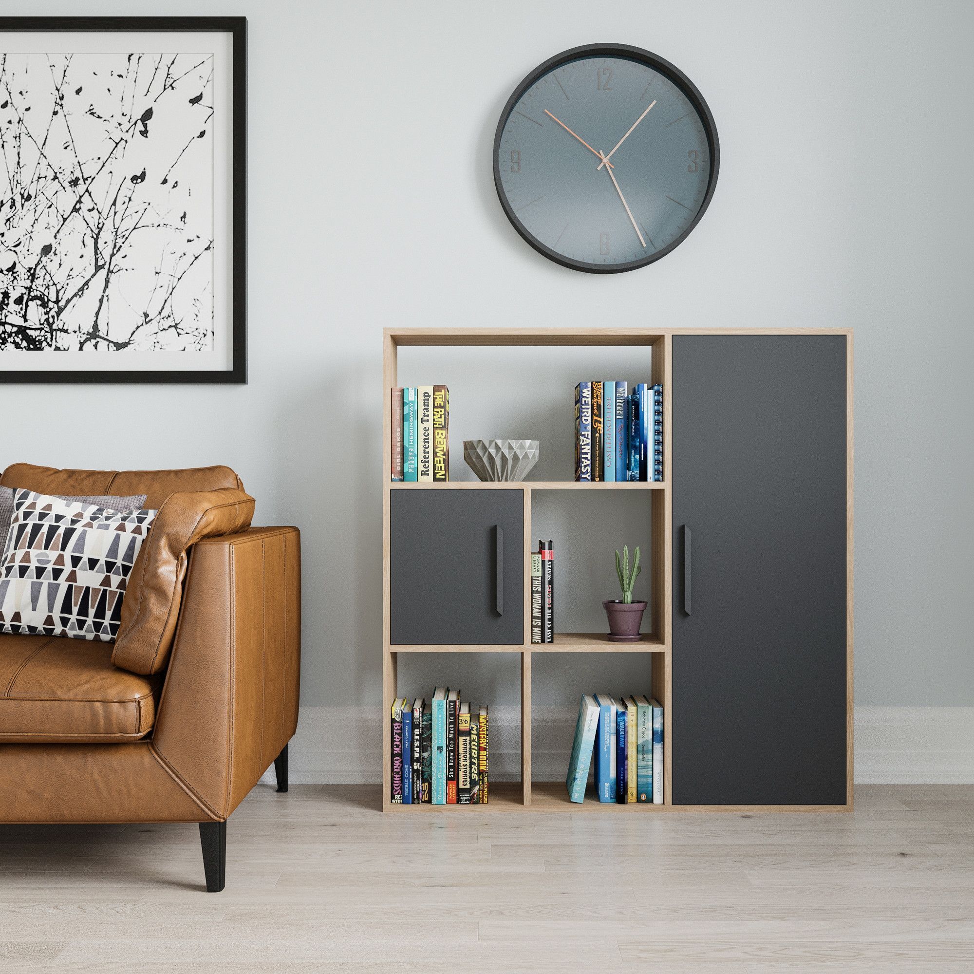 Ridge kirjahylly - tammi/antrasiitti Ridge kirjahylly - tammi/antrasiitti