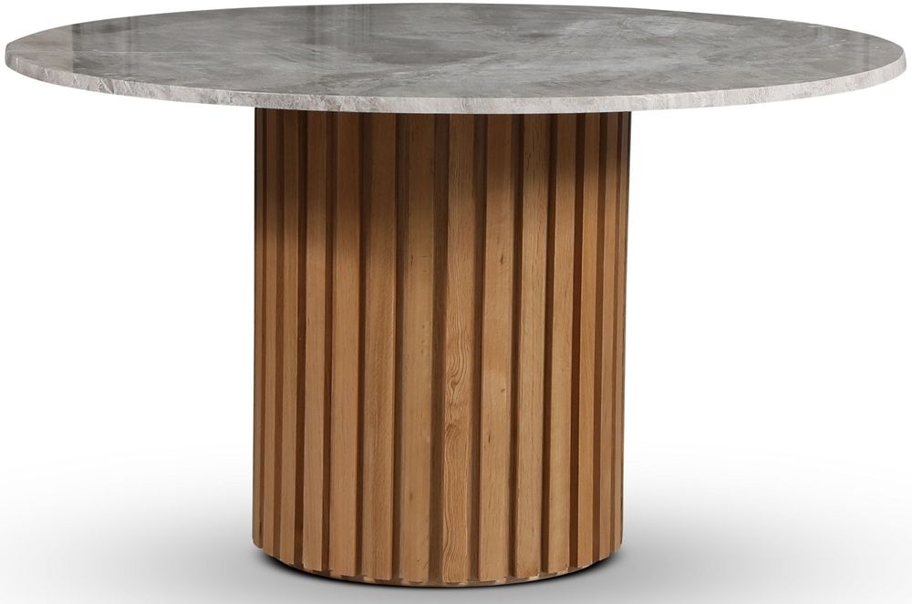 Sumo-ruokap�yt� marmoria �130 cm - �ljytty tammi / harmaa beige marmori