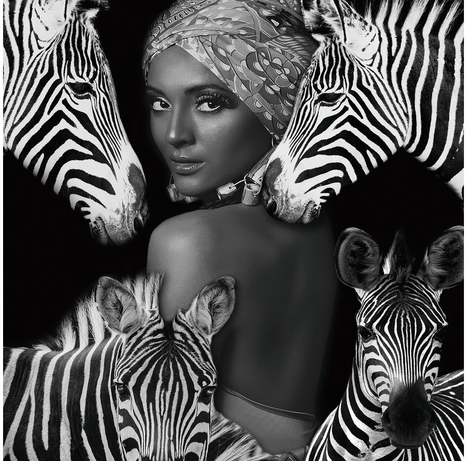 Lasimaalaus - Zebra Queen - 120x120 cm