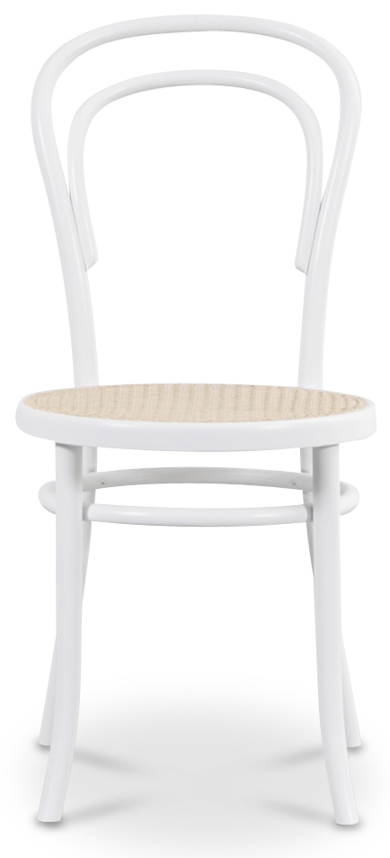 Taivepuinen Tuoli No 14 Klassikko - Valkoinen rottingilla + Huonekalujen jalat