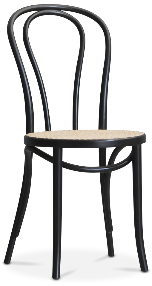 Klassinen taivepuinen tuoli No18 - Mustalla rottinki-istuimella Klassinen taivepuinen tuoli No18 - Mustalla rottinki-istuimella