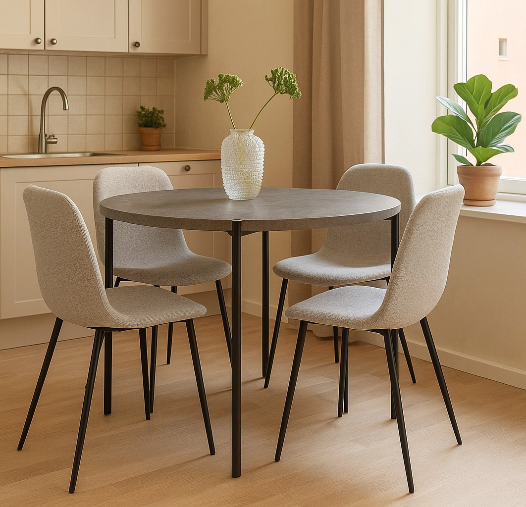 Shanghai-ruokailuryhm�p�yt� �120 cm ja nelj� tuolia