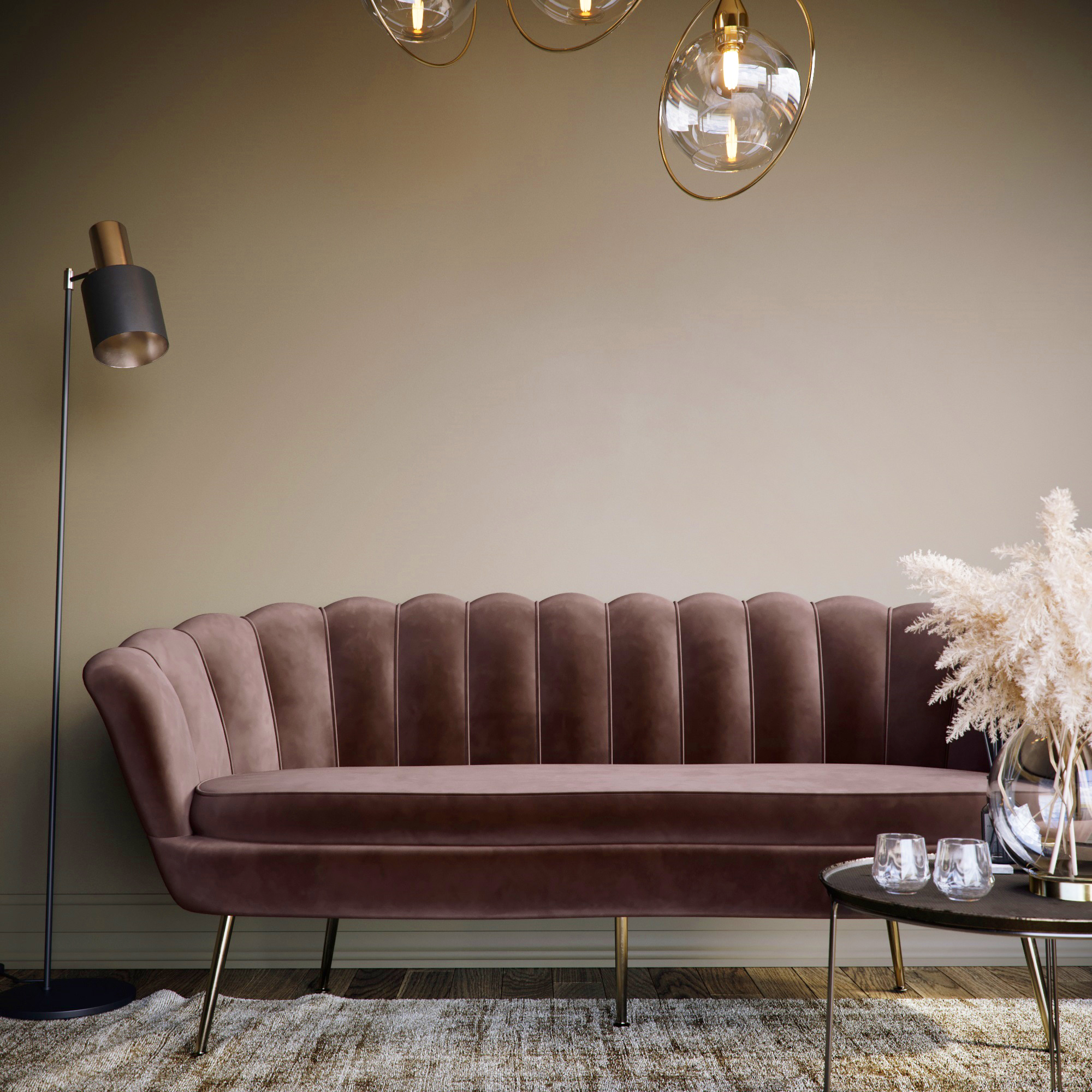 Velvet-sohva Kingsley 3-istuttava sohva - 180 cm Velvet-sohva Kingsley 3-istuttava sohva - 180 cm