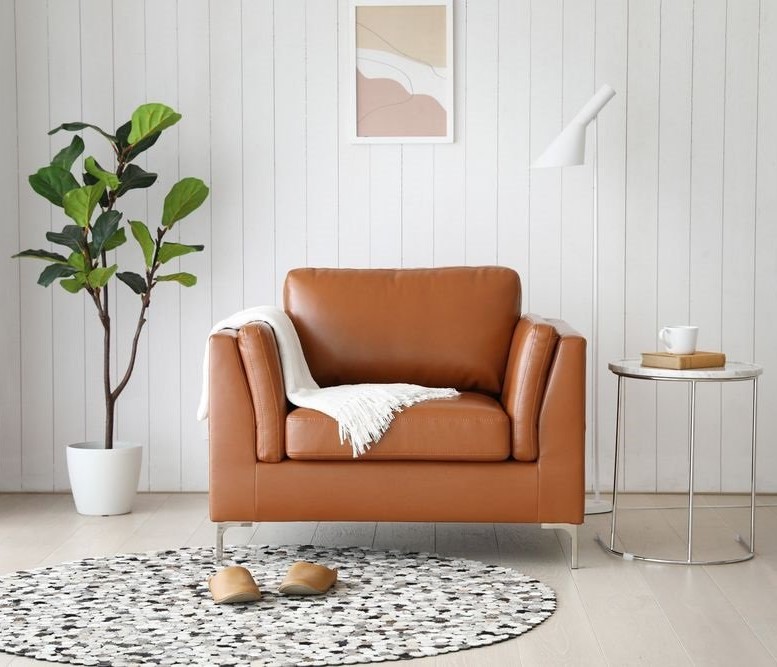 Nojatuoli konjakinv�rinen keinonahka - Cansas + Huonekalujen tekstiilien hoito