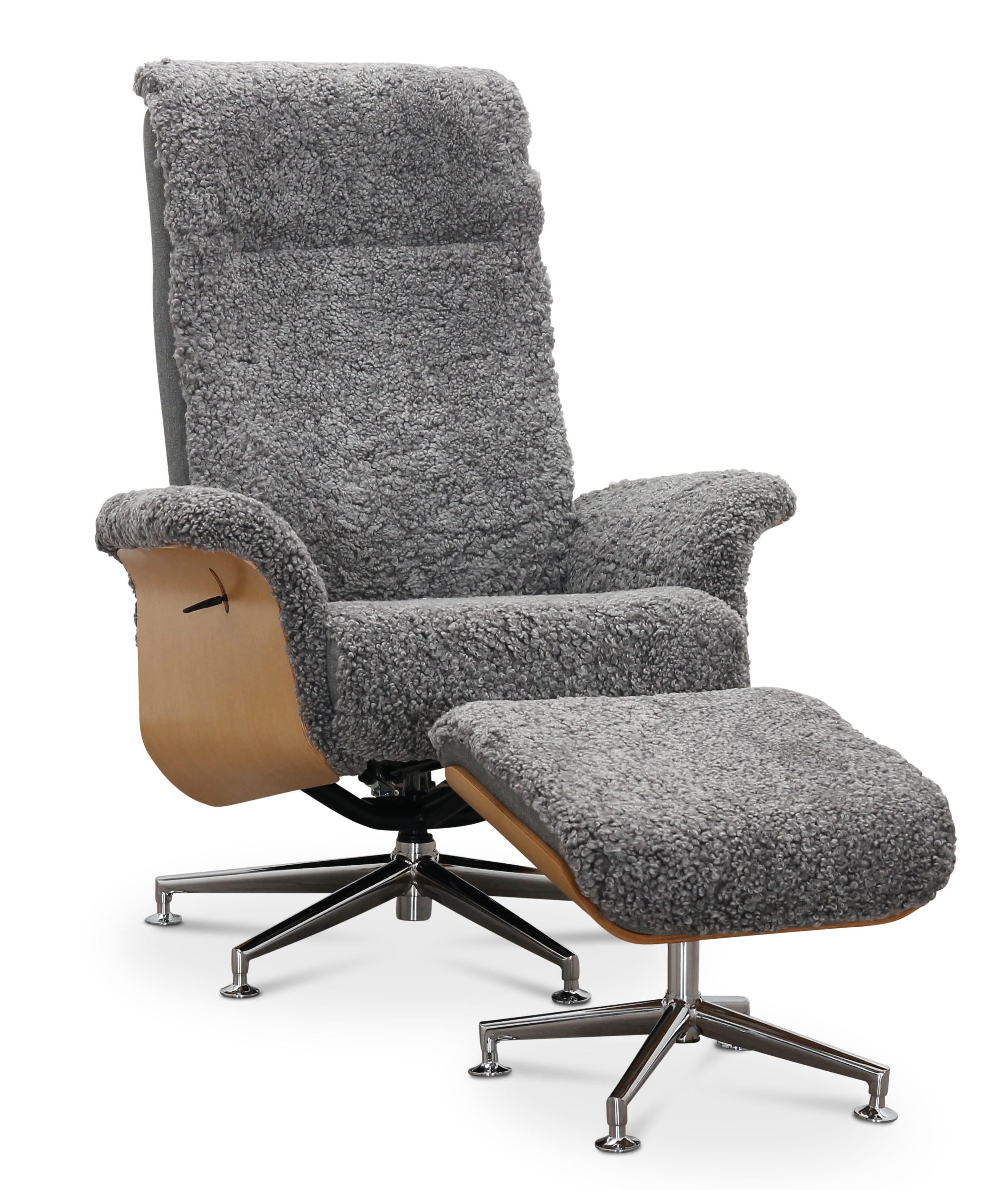 Nojatuoli jalkarahilla aitoa lampaannahkaa tammea/grafiitinharmaata - Ulla + Huonekalujen tekstiilien hoito Nojatuoli jalkarahilla aitoa lampaannahkaa tammea/grafiitinharmaata - Ulla + Huonekalujen tekstiilien hoito