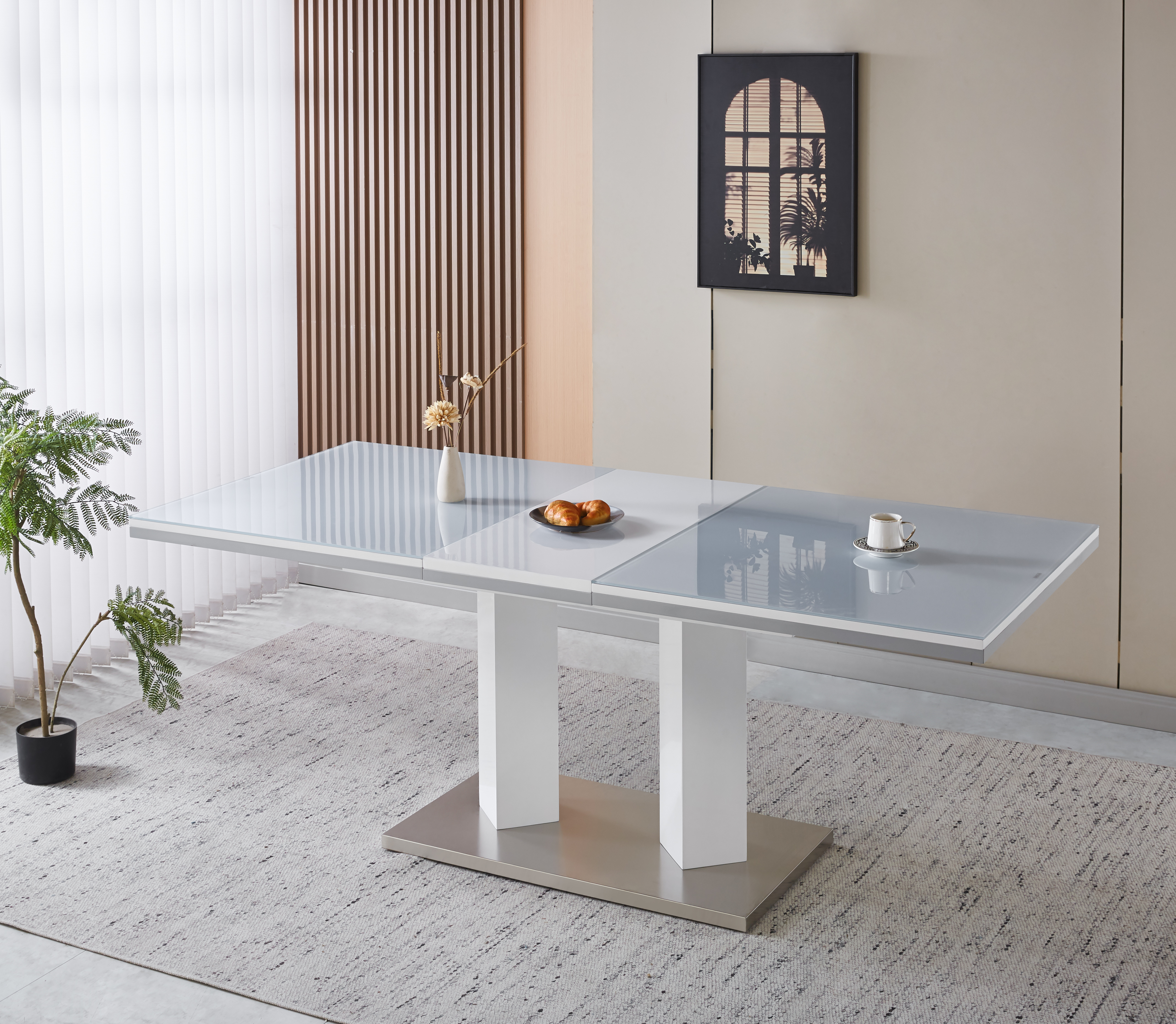 Colombia-ruokapöytä, jatkettava 160-200 cm - Valkoinen Colombia-ruokapöytä, jatkettava 160-200 cm - Valkoinen