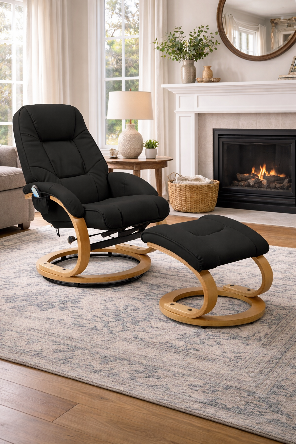 Lanzer hierontatuoli rahilla - Musta (PU)