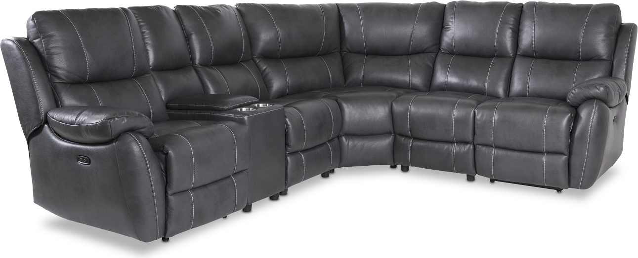 Recliner-kulmasohva Enjoy - Neljän istuttava (sähköinen) harmaalla keinonahkalla (malli V) Recliner-kulmasohva Enjoy - Neljän istuttava (sähköinen) harmaalla keinonahkalla (malli V)