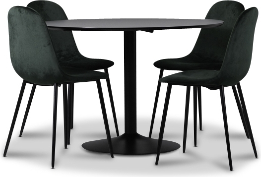 Seat ruokailuryhm�, ruokap�yt� + 4kpl Carisma-samettituolia - Musta / tummanvihre�