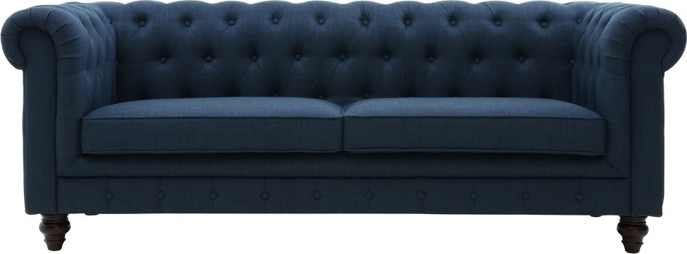 Sohva 3-istuttava Chesterfield-sohva sininen - Herron + Huonekalujen puhdistus Sohva 3-istuttava Chesterfield-sohva sininen - Herron + Huonekalujen puhdistus