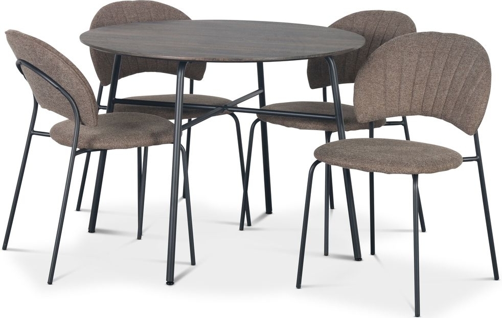 Tufta ruokailuryhm� �100 cm tumma puup�yt� + 4 Hogr�n ruskeaa tuolia