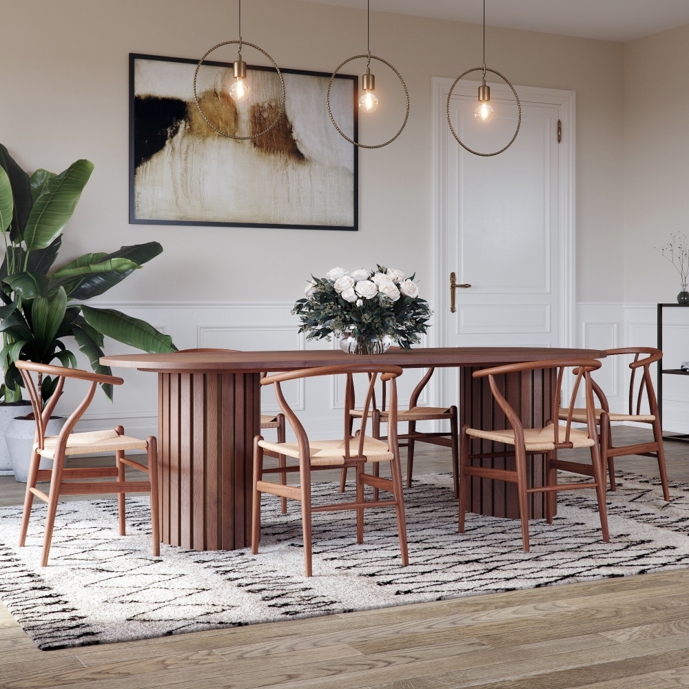 PiPi ruokailuryhm� soikea ruokap�yt� 240 cm p�hkin� + 6 Brandon ruokatuolia - Walnut + 6.00 x Tuolin tyyny