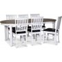 Skagen elintarvikeryhm; ruokapyt 160/210x90 cm - Valkoinen/ruskea ljytty tammi ja 6 Fr-tuolia mustalla PU-istuimella
