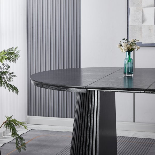 Crossby pyöreä ruokapöytä jatkettava Ø120-200 cm - Mustaksi petsattu tammi Crossby pyöreä ruokapöytä jatkettava Ø120-200 cm - Mustaksi petsattu tammi