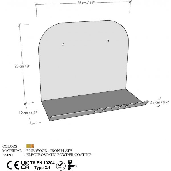 Lyhyt seinähylly - kulta Lyhyt seinähylly - kulta