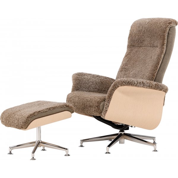 Lampaannahkainen nojatuoli rahilla - Ruskea / tammi - Ulla Lampaannahkainen nojatuoli rahilla - Ruskea / tammi - Ulla