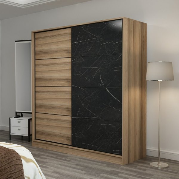 Kapusta vaatekaappi 180 cm - Ruskea/musta Kapusta vaatekaappi 180 cm - Ruskea/musta