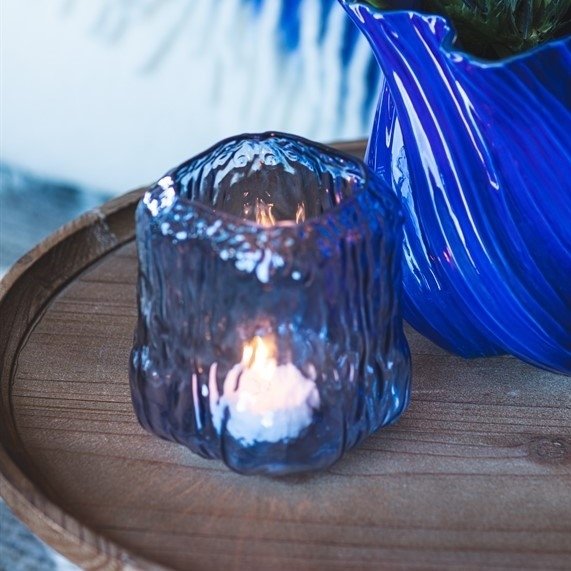 Heli maljakko/kynttilälyhty 15 x 17 cm - Sininen Heli maljakko/kynttilälyhty 15 x 17 cm - Sininen