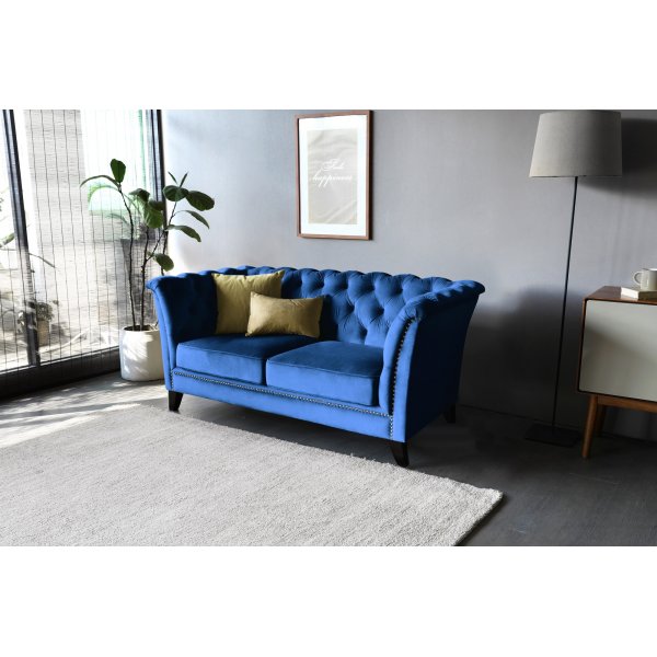 Kahden istuttava sohva Milton Chesterfield - Tummansininen sametti Kahden istuttava sohva Milton Chesterfield - Tummansininen sametti