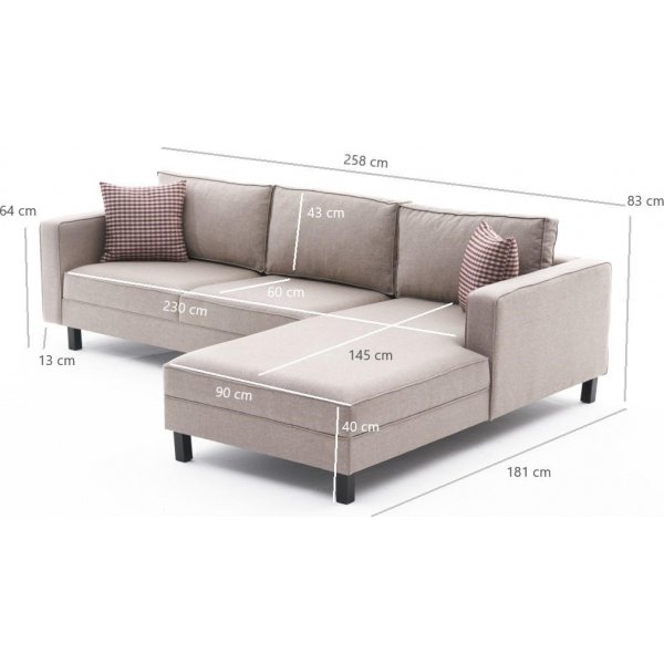 Kale divaani sohva oikea - Kermanvalkoinen pellava Kale divaani sohva oikea - Kermanvalkoinen pellava