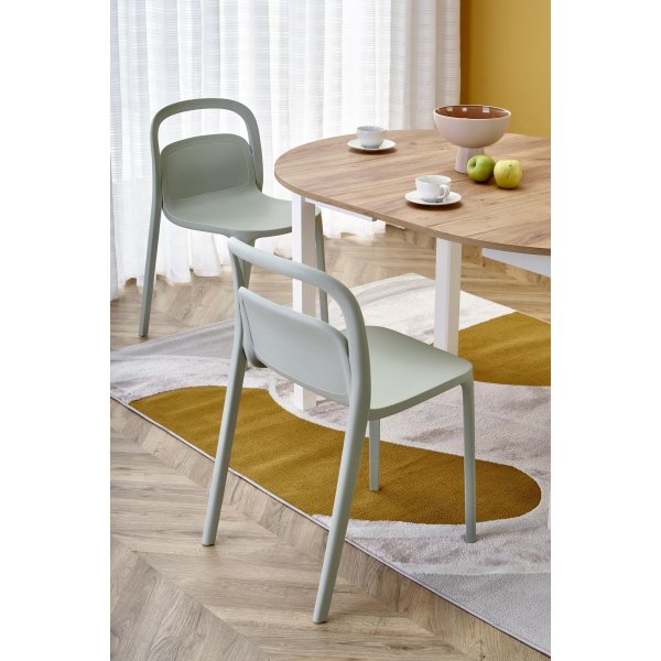 Pyöreä jatkettava ruokapöytä tammi/valkoinen 102-142 cm - Berivan Pyöreä jatkettava ruokapöytä tammi/valkoinen 102-142 cm - Berivan