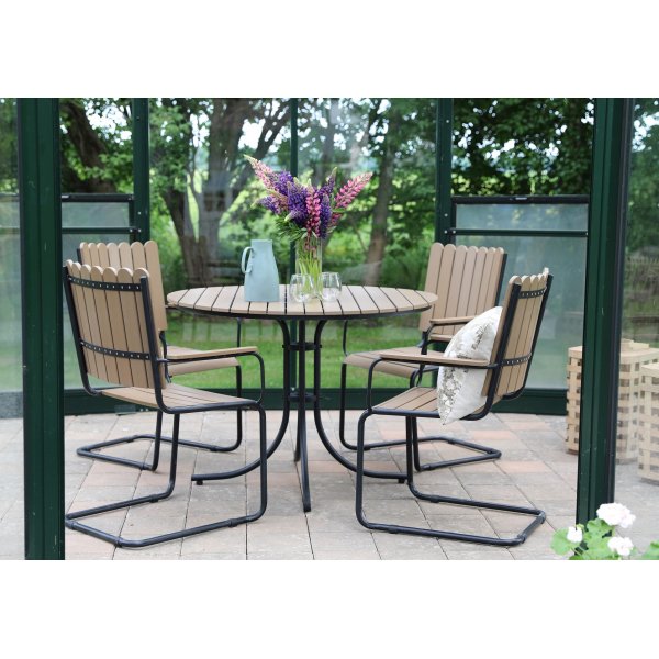 Holmsundin ruokaryhmäpöytä sis. 4 tuolia - musta/ruskea Holmsundin ruokaryhmäpöytä sis. 4 tuolia - musta/ruskea