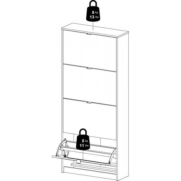 Kengät syvä kenkäkaappi 4 lokerolla - Valkoinen Kengät syvä kenkäkaappi 4 lokerolla - Valkoinen